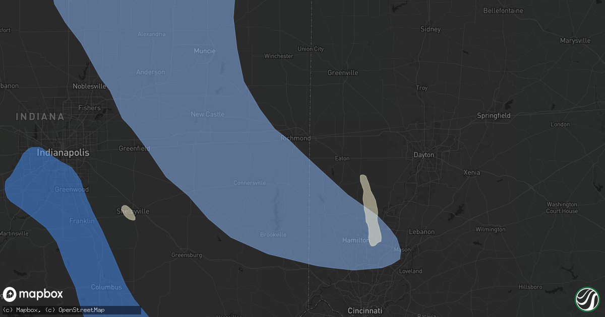 Hail map in Boston, IN on July 27, 2026