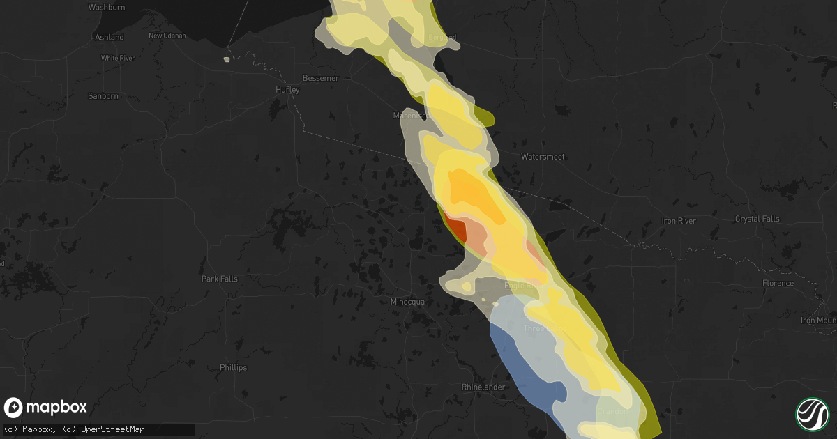 Hail map in Boulder Junction, WI on July 27, 2026