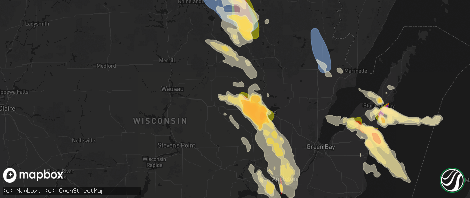 Hail map in Bowler, WI on July 27, 2026