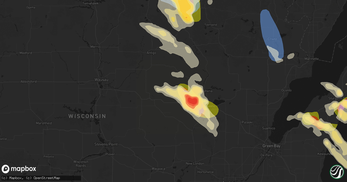 Hail map in Bowler, WI on July 27, 2026