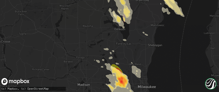 Hail map in Brandon, WI on July 27, 2026