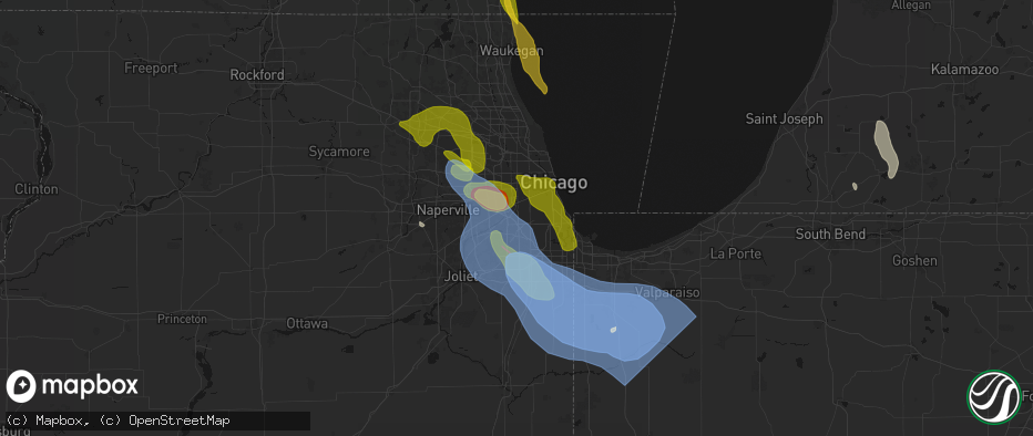 Hail map in Bridgeview, IL on July 27, 2026