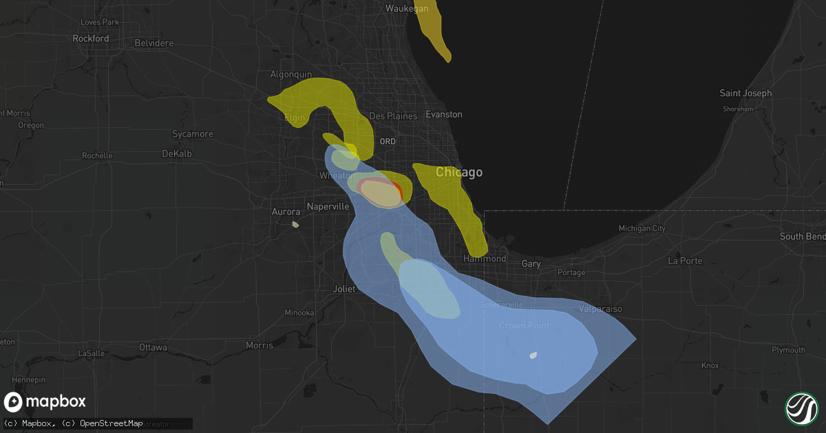 Hail map in Bridgeview, IL on July 27, 2026