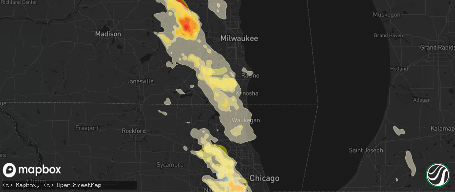 Hail map in Bristol, WI on July 27, 2026