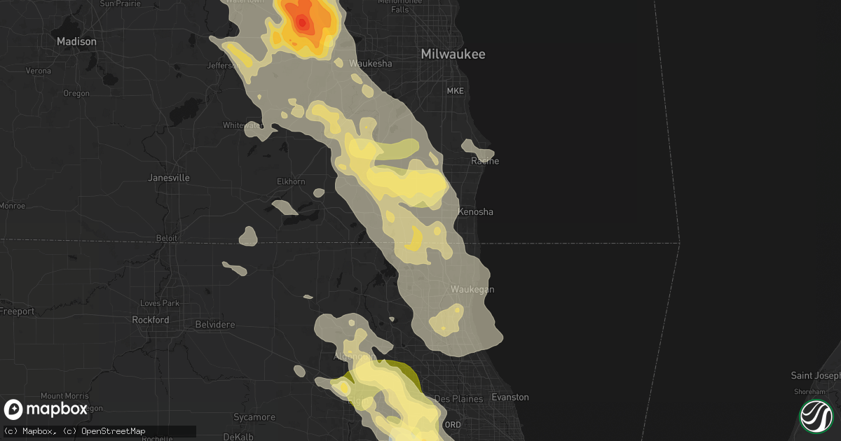 Hail map in Bristol, WI on July 27, 2026