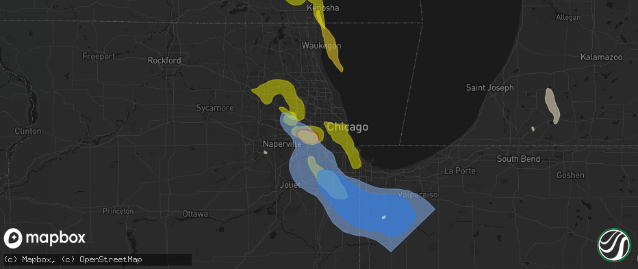 Hail map in Brookfield, IL on July 27, 2026