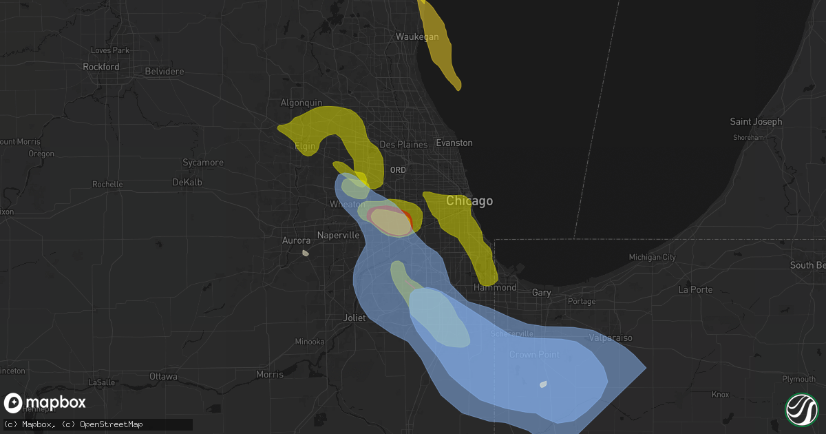 Hail map in Brookfield, IL on July 27, 2026