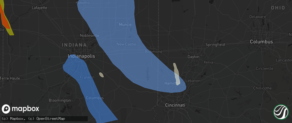Hail map in Brownsville, IN on July 27, 2026
