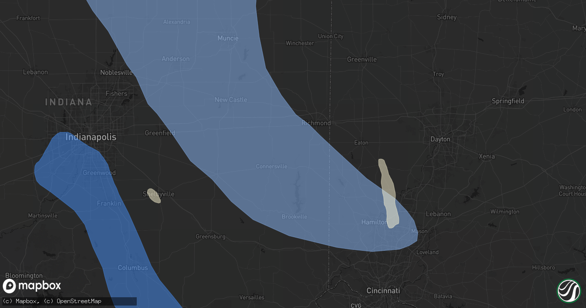 Hail map in Brownsville, IN on July 27, 2026