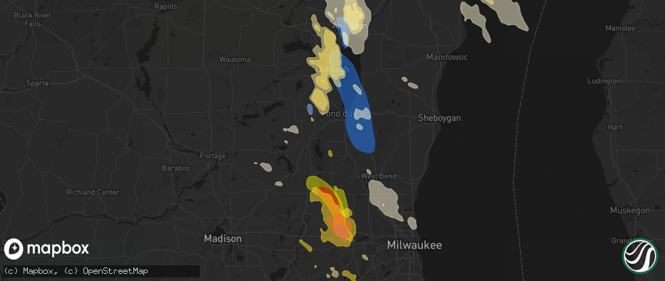 Hail map in Brownsville, WI on July 27, 2026