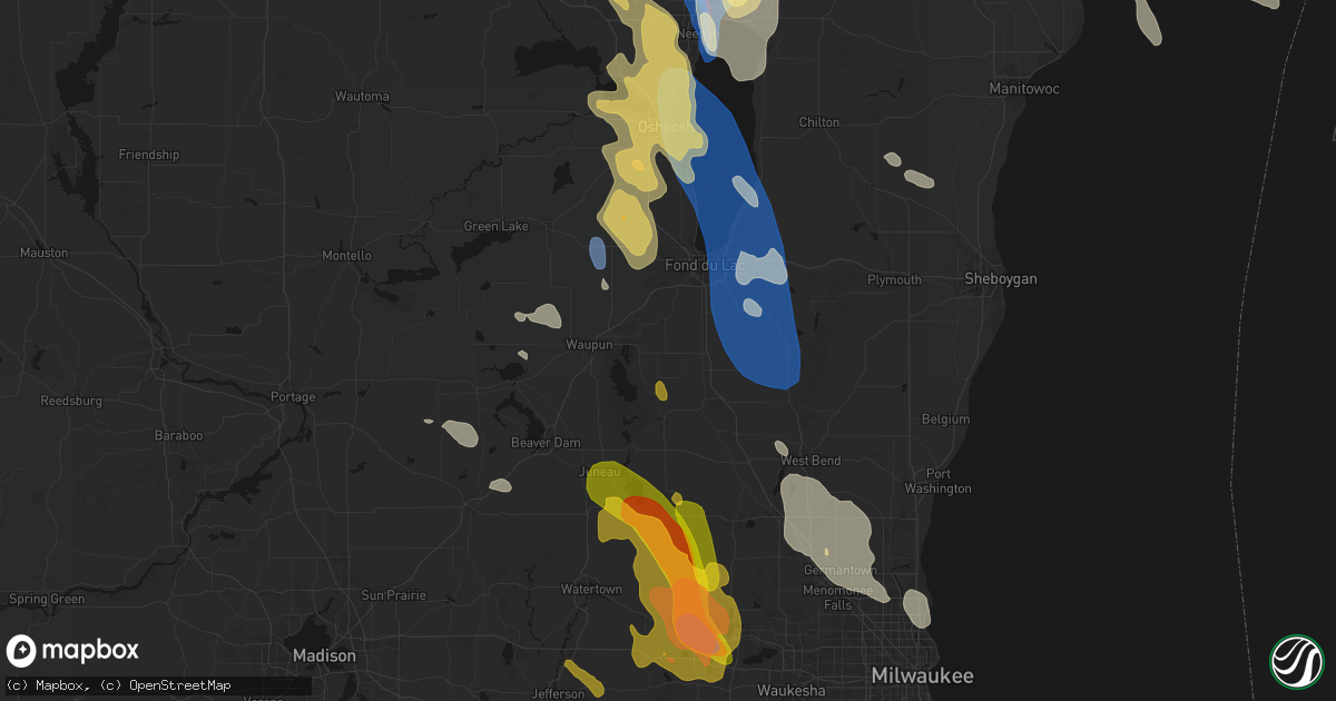 Hail map in Brownsville, WI on July 27, 2026