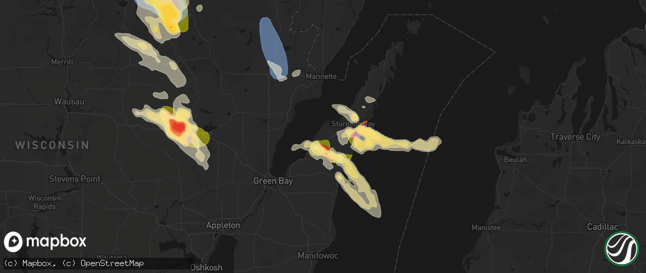 Hail map in Brussels, WI on July 27, 2026