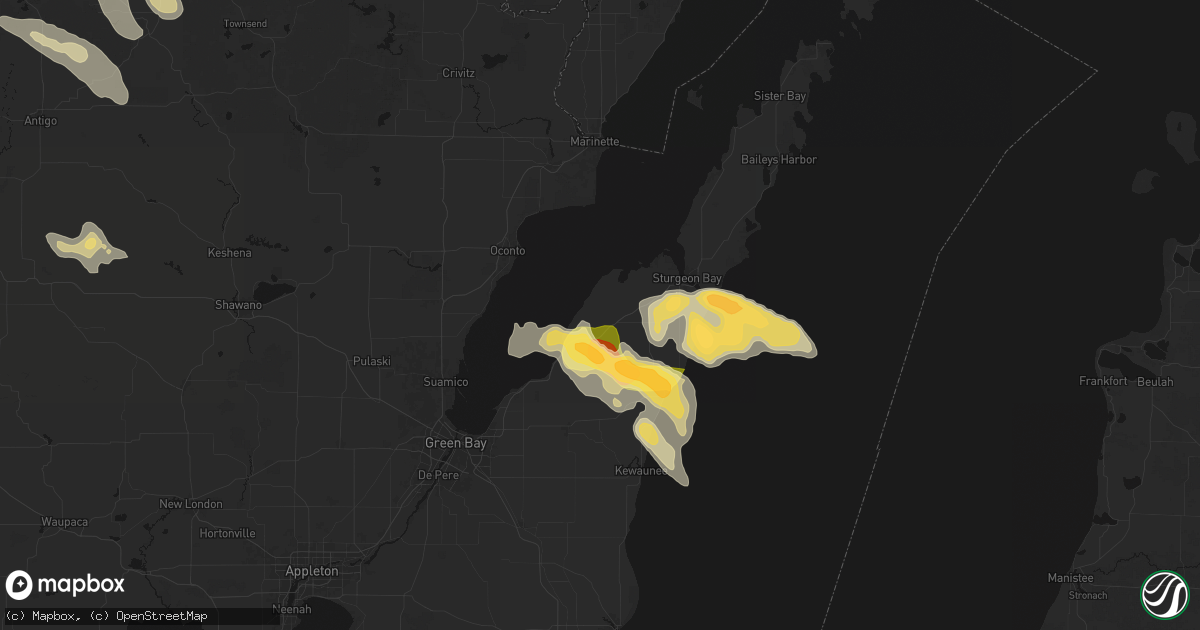 Hail map in Brussels, WI on July 27, 2026