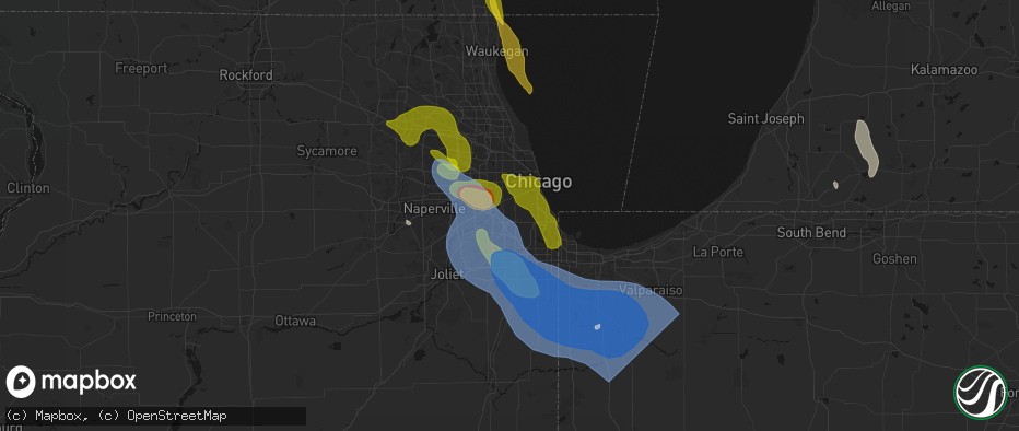 Hail map in Burbank, IL on July 27, 2026