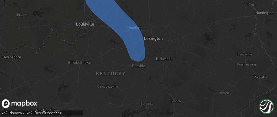 Hail map in Burgin, KY on July 27, 2026