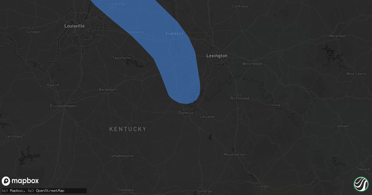 Hail map in Burgin, KY on July 27, 2026