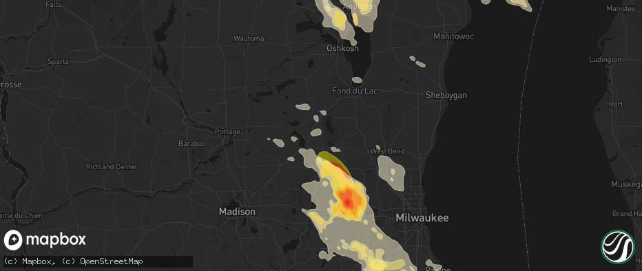 Hail map in Burnett, WI on July 27, 2026