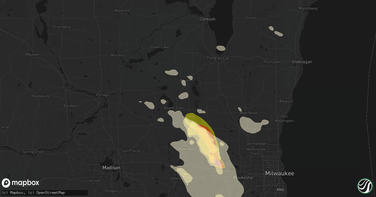 Hail map in Burnett, WI on July 27, 2026