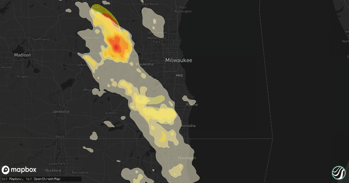 Hail map in Caledonia, WI on July 27, 2026