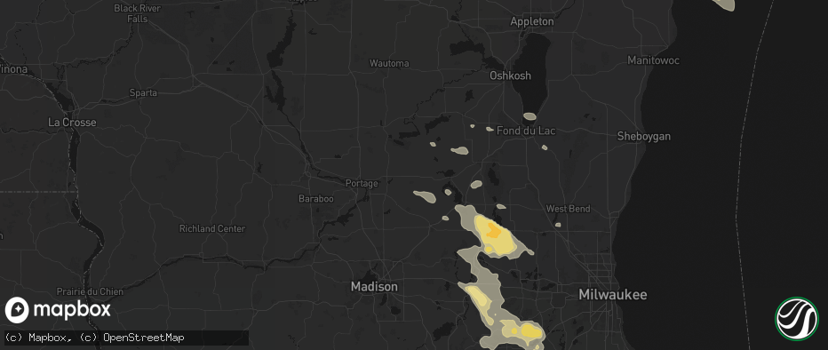 Hail map in Cambria, WI on July 27, 2026