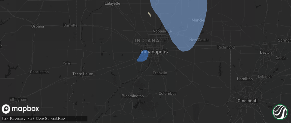 Hail map in Camby, IN on July 27, 2026