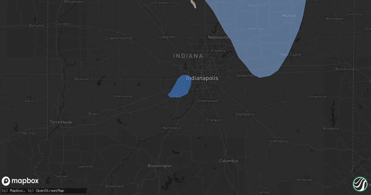 Hail map in Camby, IN on July 27, 2026