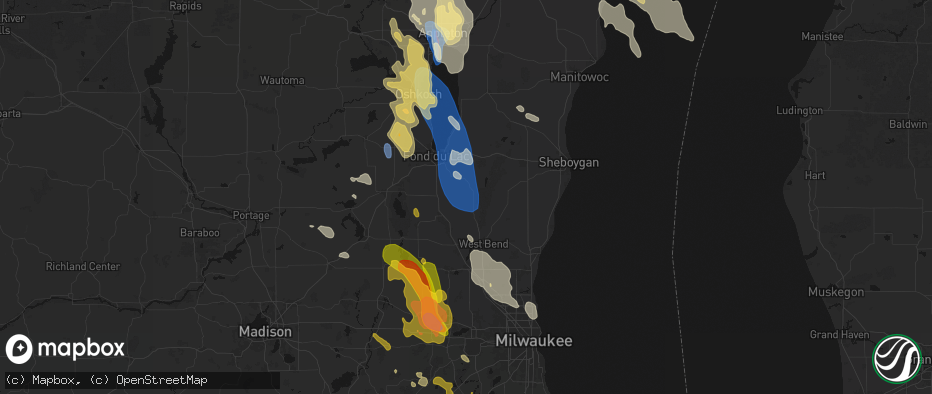 Hail map in Campbellsport, WI on July 27, 2026