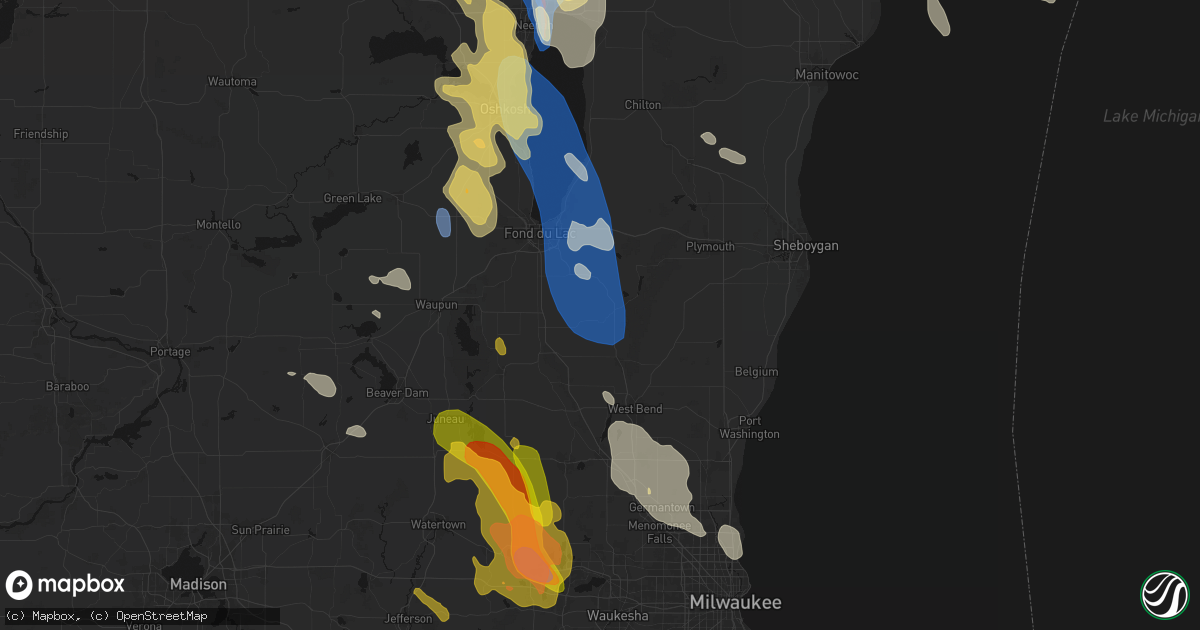 Hail map in Campbellsport, WI on July 27, 2026