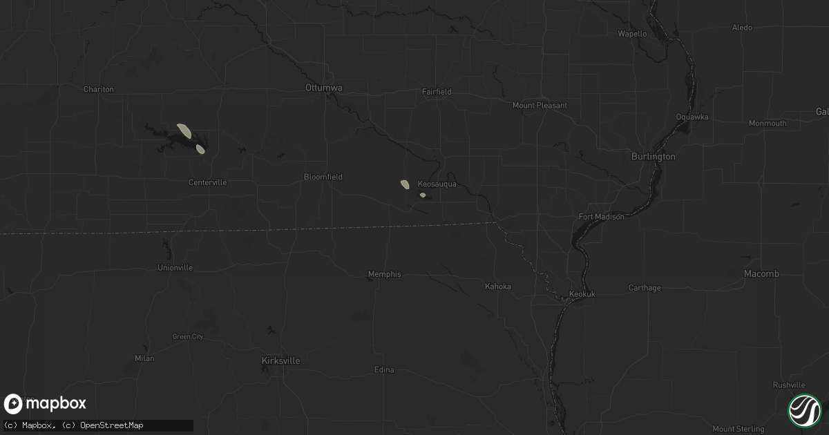Hail map in Cantril, IA on July 27, 2026