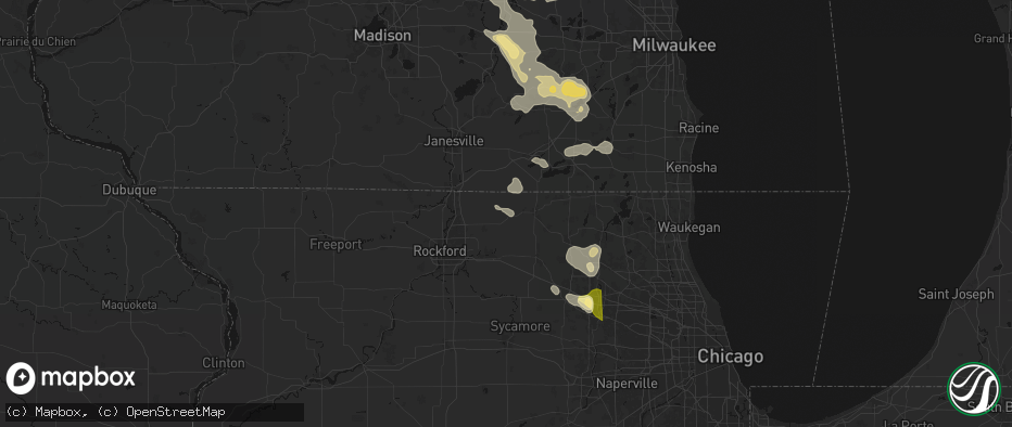 Hail map in Capron, IL on July 27, 2026