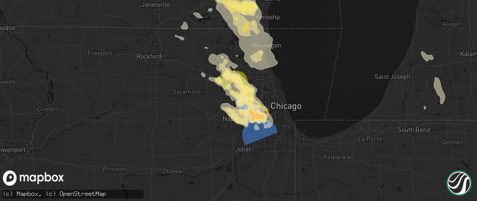 Hail map in Carol Stream, IL on July 27, 2026