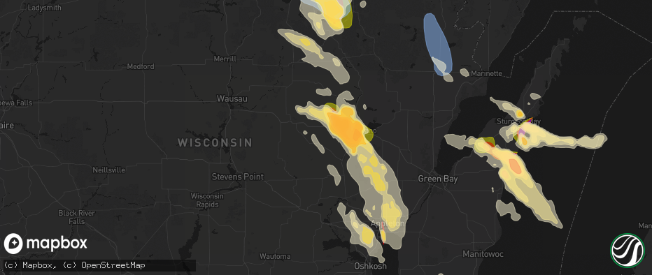 Hail map in Caroline, WI on July 27, 2026