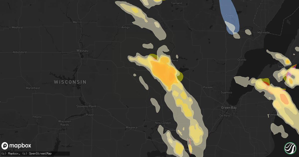 Hail map in Caroline, WI on July 27, 2026