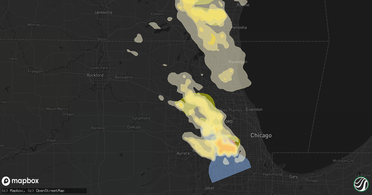 Hail map in Carpentersville, IL on July 27, 2026