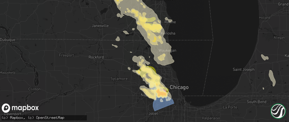 Hail map in Cary, IL on July 27, 2026