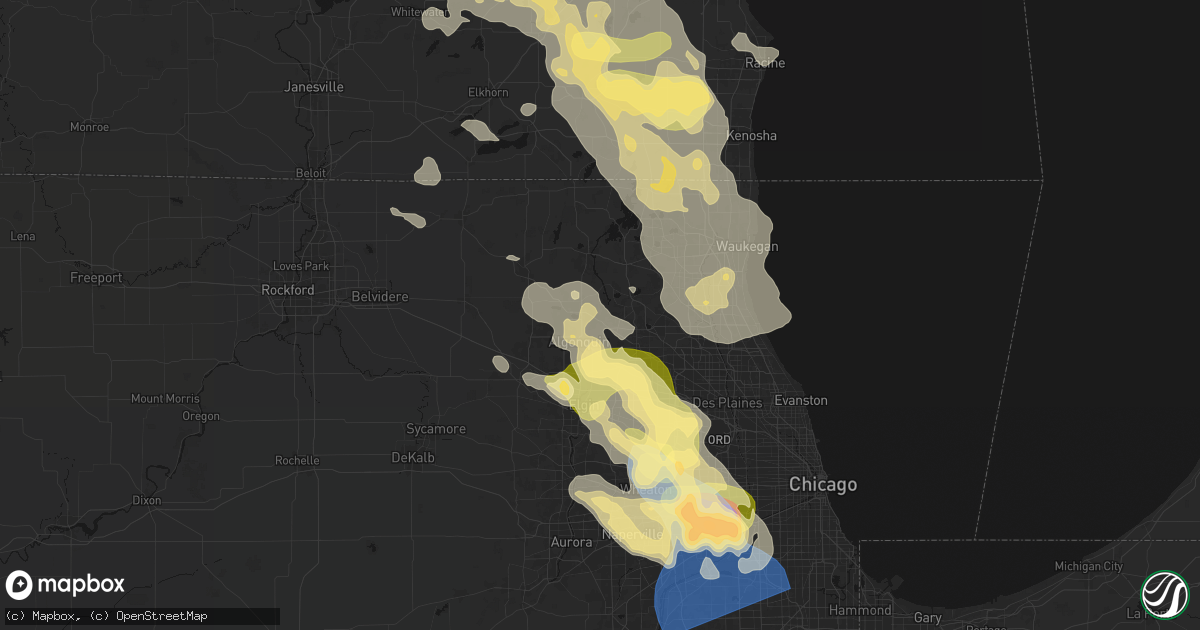 Hail map in Cary, IL on July 27, 2026