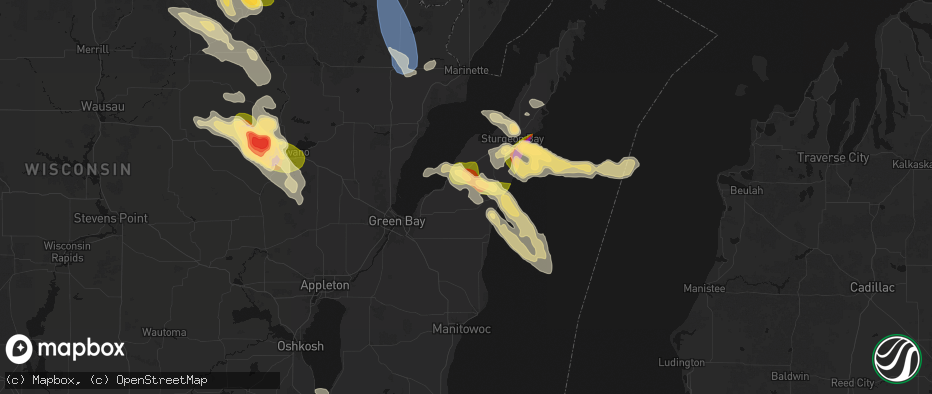 Hail map in Casco, WI on July 27, 2026