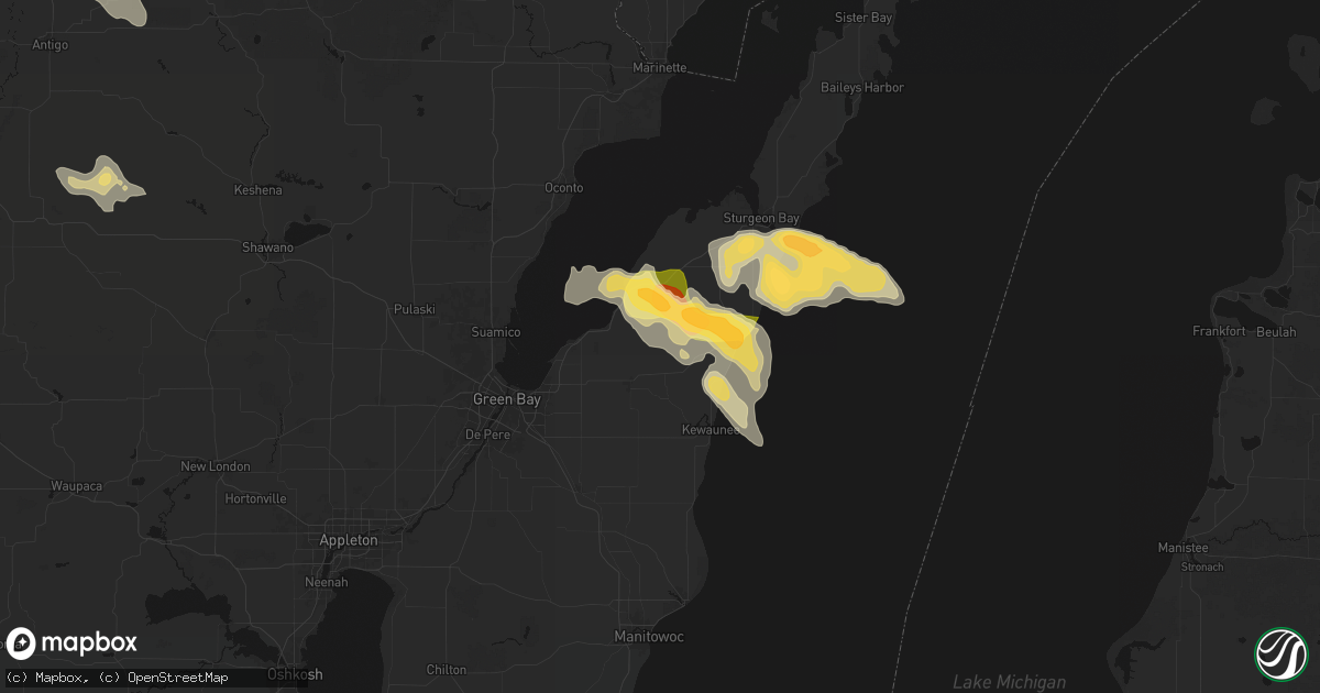 Hail map in Casco, WI on July 27, 2026