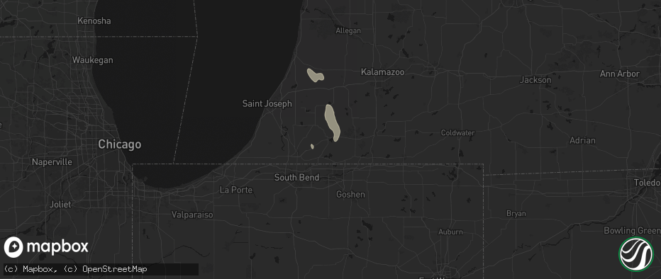 Hail map in Cassopolis, MI on July 27, 2026