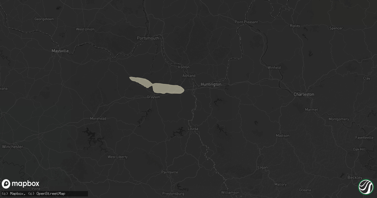 Hail map in Catlettsburg, KY on July 27, 2026