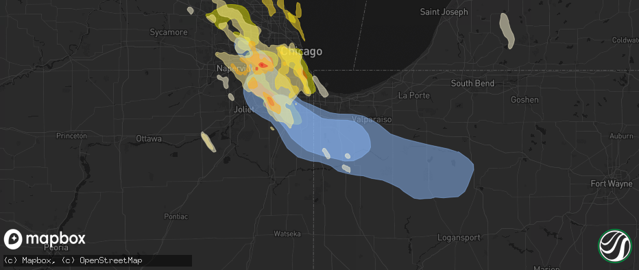 Hail map in Cedar Lake, IN on July 27, 2026