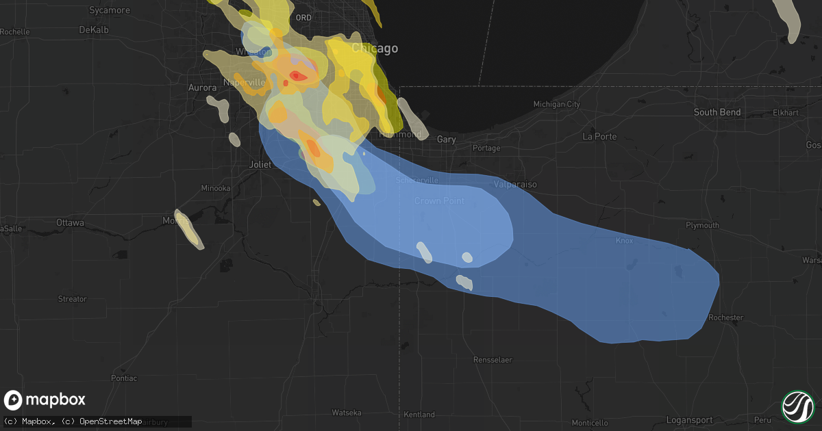 Hail map in Cedar Lake, IN on July 27, 2026