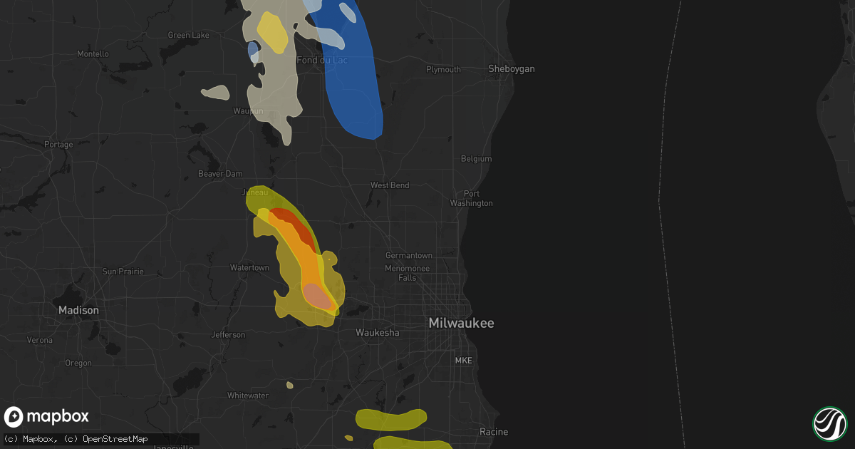 Hail map in Cedarburg, WI on July 27, 2026