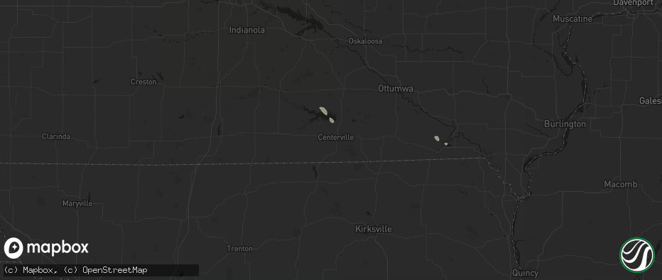 Hail map in Centerville, IA on July 27, 2026