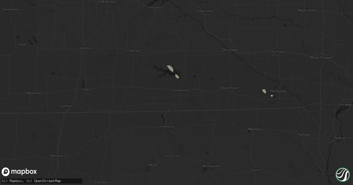 Hail map in Centerville, IA on July 27, 2026
