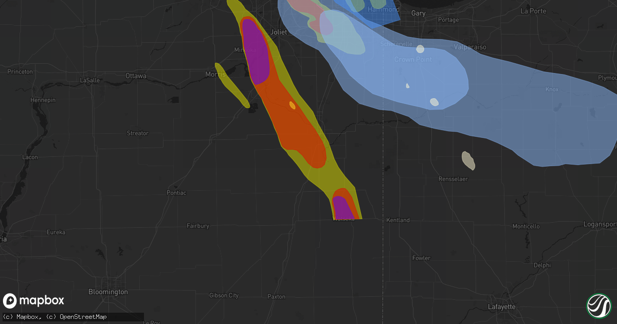 Hail map in Chebanse, IL on July 27, 2026