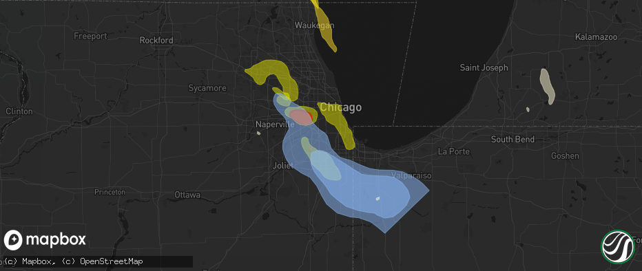 Hail map in Chicago Ridge, IL on July 27, 2026