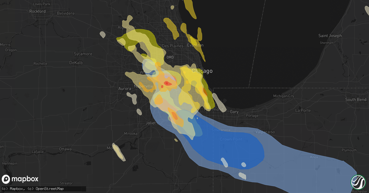 Hail map in Chicago Ridge, IL on July 27, 2026