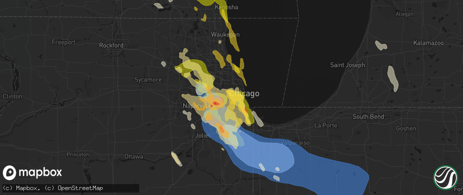 Hail map in Cicero, IL on July 27, 2026