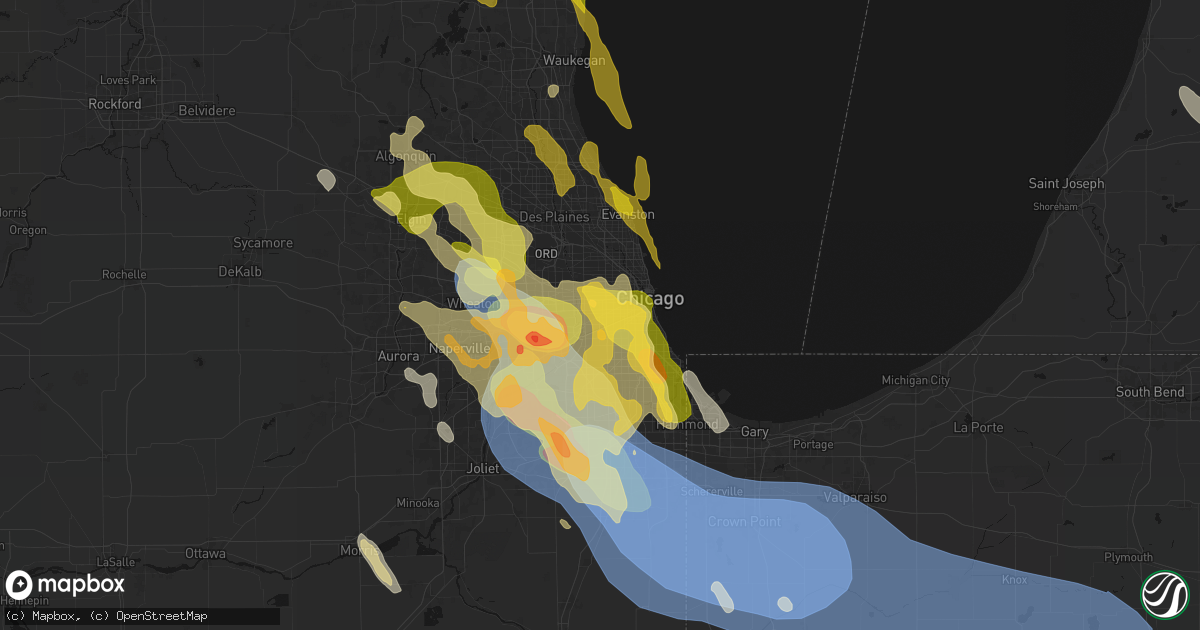 Hail map in Cicero, IL on July 27, 2026